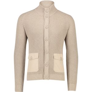 Blue Industry vest met knopen beige grof gebreid effen