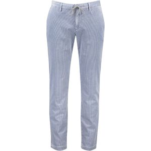 Pantalon chino Alberto effen blauw ribstof