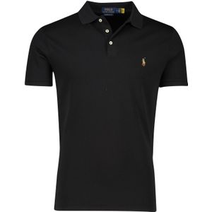 Polo Ralph Lauren polo zwart custom slim fit katoen 3-knoops