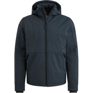 Cast Iron softshell winterjas donkerblauw slim fit met capuchon