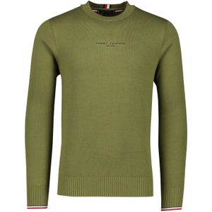 Tommy Hilfiger trui ronde hals groen effen katoen