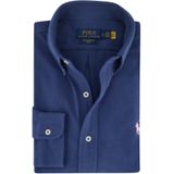 Polo Ralph Lauren casual overhemd blauw effen katoen normale fit met logo