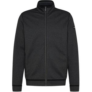 Bugatti sweater opstaande kraag grijs rits effen katoen-stretch