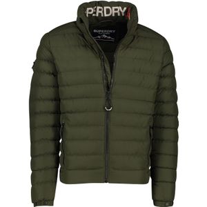 Superdry winterjas groen effen rits slim fit