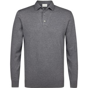 Profuomo lange mouwen polo met zijde grijs