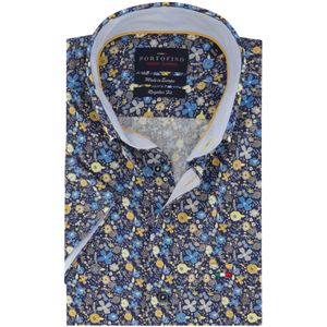 Portofino casual overhemd korte mouw  donkerblauw bloemenprint