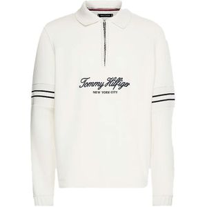 Tommy Hilfiger trui wit geprint katoen rugby kraag