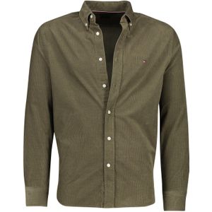 Tommy Hilfiger overshirt groen katoen ribstof normale fit