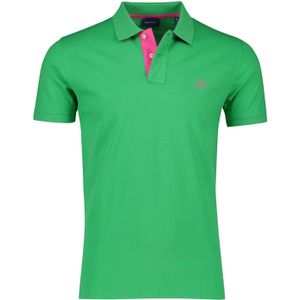 Gant polo normale fit groen effen katoen 2 knoops