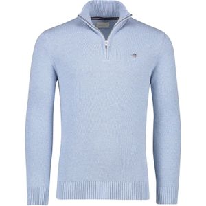 Gant trui lichtblauw effen katoen half zip normale fit