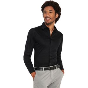 Desoto business zwart overhemd effen katoen slim fit