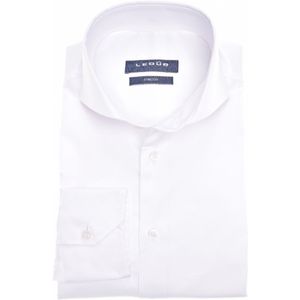 Ledub overhemd mouwlengte 7 wit effen katoen met stretch normale fit