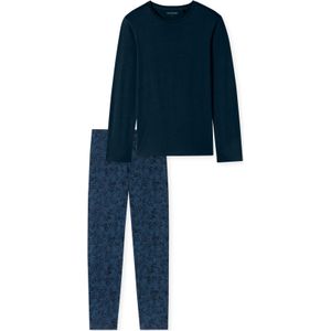 Donkerblauwe Schiesser pyjama geprint katoen