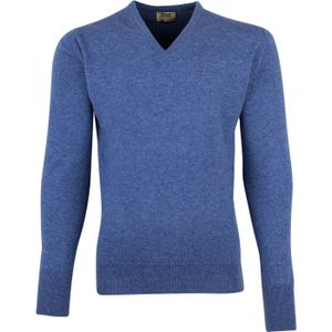 Pullover William Lockie blauw kasjmier v-hals