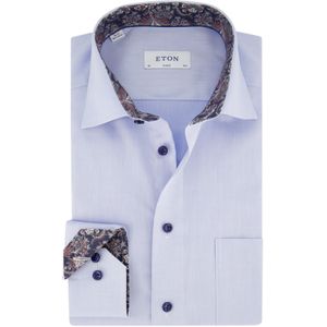 Eton business overhemd wijde fit lichtblauw effen katoen Classic Fit met borstzak