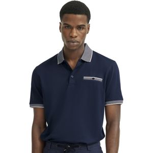 katoenen Bugatti polo effen donkerblauw wijde fit