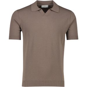 Thomas Maine t-shirt bruin v-hals en polo kraag katoen