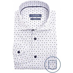 Ledub zakelijk overhemd Modern Fit New wit geprint katoen