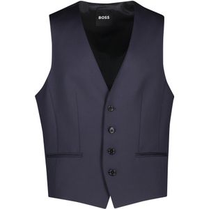 Hugo Boss gilet wol slim fit donkerblauw effen