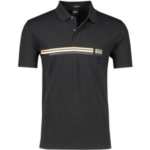 Zwarte Hugo Boss polo gestreept katoen normale fit