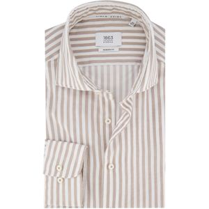Eterna overhemd beige gestreept modern fit katoen