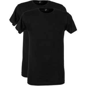 Alan Red t-shirt effen katoen zwart smalle boord 2-pack