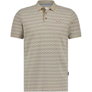 State of Art polo 3-knoops wijde fit beige geprint