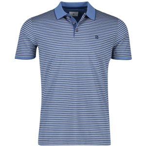 Poloshirt State of Art wijde fit blauw wit gestreept katoen