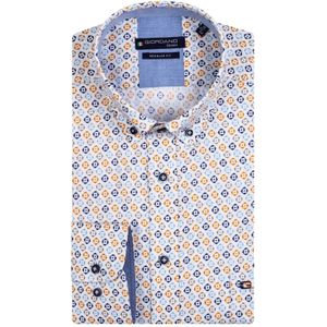 Giordano casual overhemd blauw geprint 100% katoen normale fit