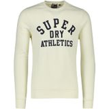 Superdry sweater ronde hals wit effen, geprint katoen