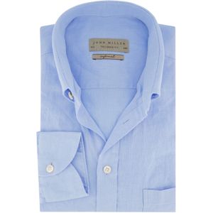 John Miller business overhemd John Miller Tailored Fit normale fit lichtblauw effen linnen