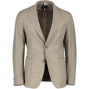 Boss colbert beige geruit slim fit gemêleerd