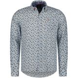 linnen New Zealand casual overhemd normale fit blauw geprint