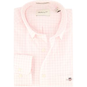 katoenen Gant overhemd roze geruit button-down normale fit