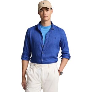 linnen Polo Ralph Lauren overhemd kobalt blauw