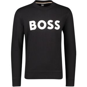 Hugo Boss sweater zwart geprint katoen ronde hals Stadler