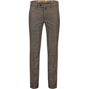 Meyer pantalon Bonn bruin geruit wol normale fit