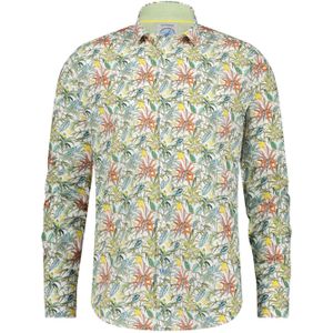 Rood/groen geprint A Fish Named Fred overhemd slim fit katoen