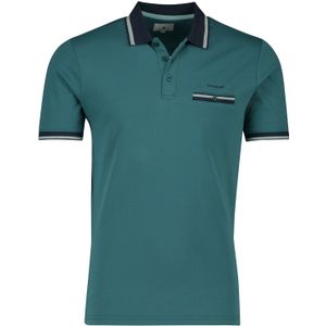 State of Art polo wijde fit 3-knoops blauw borstzak katoen