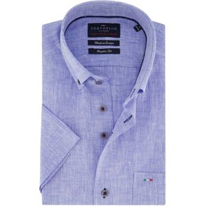 Portofino korte mouw lichtblauw overhemd  gemêleerd