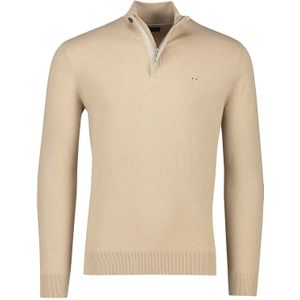 Portofino trui half zip beige effen