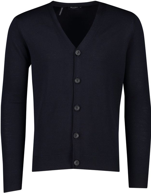 vest Maerz donkerblauw knopen effen wol