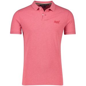 Katoenen Superdry polo roze gemêleerd slim fit