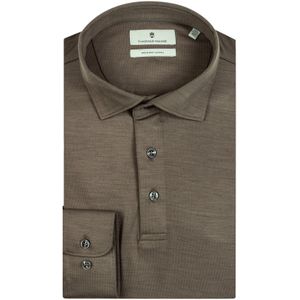Thomas Maine polo bruin effen normale fit 3-knoops