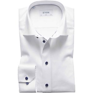 Eton overhemd Slim Fit wit navy details