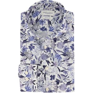 Profuomo overhemd normale fit blauw geprint