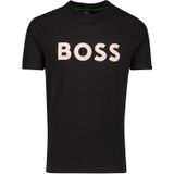 Katoenen Boss Green t-shirt effen zwart normale fit