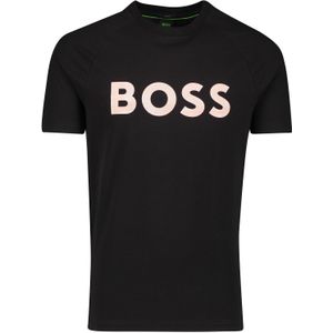 Katoenen Boss Green t-shirt effen zwart normale fit