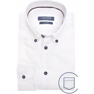 Ledub button-down overhemd effen wit