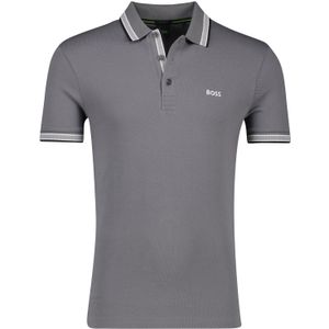 katoenen BOSS Green Paddy polo effen grijs normale fit